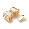 Brass Micro Pave Clear Cubic Zirconia Box Clasps with Acrylic KK-H480-06G-2