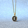 Alloy Black Enamel Disc with Initial Pendant Necklaces for Women WGEDF6F-11-1