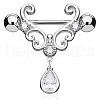 316L Surgical Stainless Steel Clear Cubic Zirconia Teardrop Nipple Stirrup WGE53BF-01-1