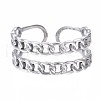 Non-Tarnish 304 Stainless Steel Curb Chain Open Cuff Ring RJEW-T023-13P-1