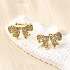 Brass Micro Pave Clear Cubic Zirconia Cuff Earrings EJEW-K309-06G-3