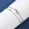 304 Stainless Steel Heart Charm Chain Bracelets BJEW-M097-01A-P-3