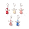 Glass Pearl & Resin Flower Rose Angel Pendant Decorations HJEW-JM03121-02-2