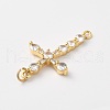 Rack Plating Brass Pave Cubic Zirconia Connector Charms KK-O142-14G-3