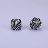 Colorful Pattern Printed Silicone Focal Beads SI-JX0022A-12-1