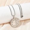 Mandala Flower 304 Stainless Steel Box Chain Pendant Necklaces NJEW-K253-35P-2