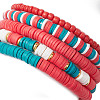 5Pcs 5 Styles Christmas Handmade Polymer Clay Beaded Stretch Bracelets Sets BJEW-TA00489-5