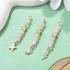 3Pcs 3 Styles Natural Rose Quartz Faceted Round Beaded Pendants PALLOY-JF03604-03-1