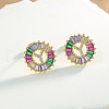 Brass Colorful Cubic Zirconia Stud Earrings WG39B88-25-1