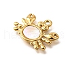 304 Stainless Steel Pave Natural White Shell Pendants STAS-C122-21A-02G-2