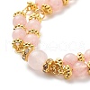 Natural Rose Quartz Beaded Double Line Multi-strand Bracelet BJEW-JB08667-4