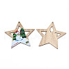 Christmas Theme Single-Sided Printed Wood Big Pendants WOOD-N005-63-2