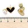 Heart Brass Stud Earrings EJEW-C141-01G-01-5