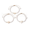 3Pcs 3 Styles Summer Shell Pearl Braided Bead Bracelets BJEW-JB10323-4