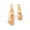2Pcs Electroplated Natural Quartz Crystal Dyed Copper Wire Wrapped Pendants PALLOY-JF03173-01-1