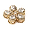 Brass Pave Cubic Zirconia 5-Petal Flower Multi-Strand Links KK-I276-30G-02-2