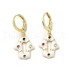 Hamsa Hand Real 18K Gold Plated Brass Dangle Hoop Earrings EJEW-L268-040G-04-1