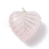 Natural Rose Quartz Pendants PALLOY-JF01283-01-1