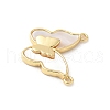 Brass Pave Natural White Shell Pendants KK-S522-19G-2