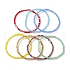 7Pcs 7 Styles Faceted Frosted Glass Beaded Stretch Bracelets for Women BJEW-JB10187-1