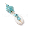 4Pcs 4 Styles Natural Cowrie Shell & Starfish Dyed Synthetic Turquoise Pendants PALLOY-JF03934-02-4