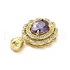 Brass Micro Pave Clear Cubic Zirconia Pendants KK-I695-056G-3