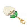 Heart with Flower Pattern Spray Painted Alloy Transparent Glass Beads Pendant Decorations HJEW-JM03142-5