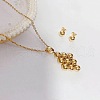 Rhombus & Round 304 Stainless Steel Stud Earrings & Pendant Necklaces Sets FS-WG95951-01-1