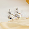 Fashionable Brass Clear Cubic Zirconia Heart Hoop Earrings SN8778-2-2