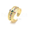 Brass Micro Pave Cubic Zirconia Adjustable Cuff Rings RJEW-V009-01G-4