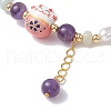 3Pcs Natural Amethyst & Carnelian & Dyed Malaysia Beaded Stretch Bracelets BJEW-JB11273-4