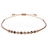 2mm Faceted Natural Rhodonite Beaded Braided Adjustable Bracelets for Women PF2854-3-2