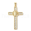 Brass Micro Pave Cubic Zirconia Cross Pendants ZIRC-I071-04G-01-1