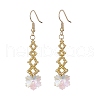 Seed Braided Rhombus with Glass Dangle Earrings EJEW-MZ00038-03-1