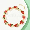 Brass Emenal Link Bracelets for Women BJEW-S175-01G-3