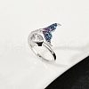 Brass Pave Clear Cubic Zirconia Cuff Rings RJEW-V013-01P-3