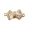 Brass Clear Cubic Zirconia Connector Charms KK-U065-04A-G-1