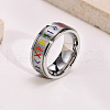 Rainbow Color Pride Flag Rune Words Odin Norse Viking Amulet Enamel Rotating Ring RABO-PW0001-037D-4