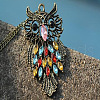 Owl Alloy Colorful Rhinestone Pendant Long Necklaces FS-WGE0302-01-2