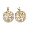 Brass Micro Pave Clear Cubic Zirconia Pendants ZIRC-A011-27G-1