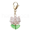 Flower Glass Pendant Decorations HJEW-MZ00218-06-2