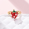 Brass Enamel Open Cuff Rings for Women RJEW-U057-19A-G-2