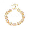 Brass Micro Pave Clear Cubic Zirconia Rectangle Link Chain Bracelets for Women ZIRC-T016-07G-2