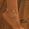 Brass Sweet Romantic Blue Evil Eye Heart Pendant Anklets for Women's Gift CA3994-1