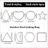 SUNNYCLUE 48Pcs 8 Style 201 & 304 Stainless Steel Linking Ring STAS-SC0007-37-2
