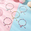 5Pcs Frosted Dyed Synthetic Moonstone & Shell Pearl Round Beads Stretch Bracelets BJEW-JB11822-1