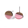 Opaque Resin & Walnut Wood Stud Earrings EJEW-N017-008-B04-3