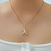 Elegant Brass Micro Pave Clear Cubic Zirconia Star Pendant Necklaces EY0411-1-1
