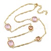 Faceted Square Glass Beads Bib Necklaces NJEW-R263-15G-1