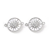 Rack Plating Brass Micro Pave Clear Cubic Zirconia Connector Charms KK-C008-07P-3